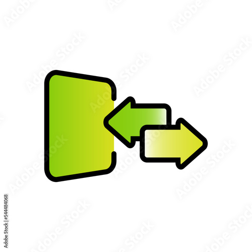 green phone arrows. Mobile phone vector. Smartphone vector icon. Telephone sign. Call symbol. Vector illustration. Stock image. 