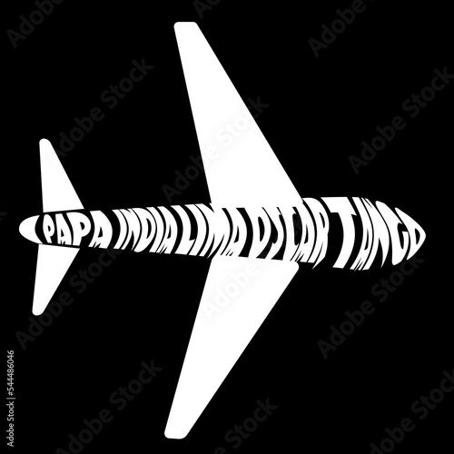black and white typography on airplane shaped