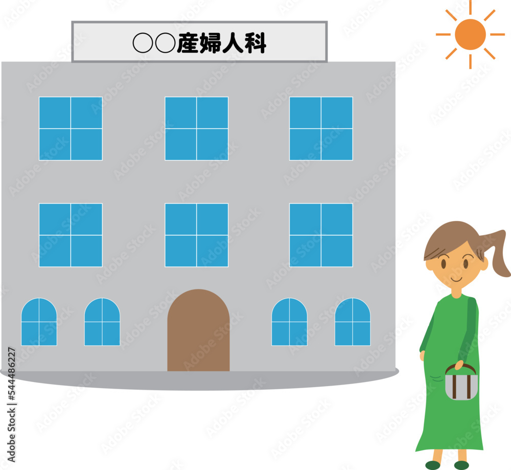 妊婦検診の定期健診の為に産婦人科へと向かう妊婦・臨月・妊娠・マタニティ 妊婦検診の定期健診の為に産婦人科へと向かう妊婦・臨月・妊娠・マタニティ