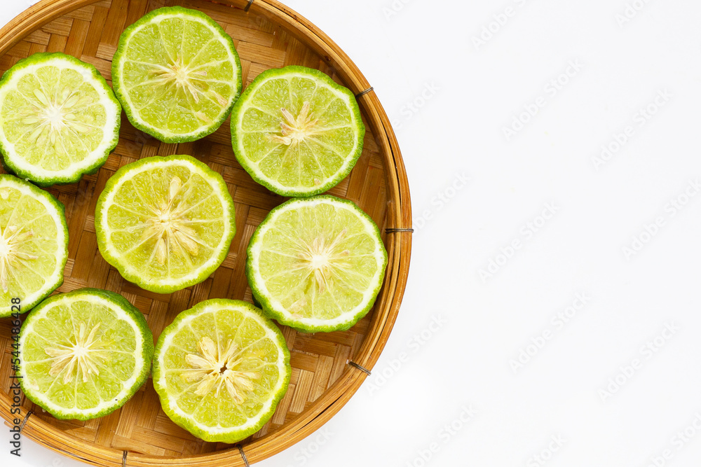 Bergamot kaffir lime herb fresh isolated on white Bergamot kaffir lime herb fresh isolated on white