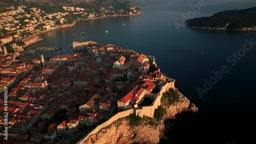 Aerial View of Dubrovnik Old Town at Sunset , UNESCO Site, Croatia. part16 photo