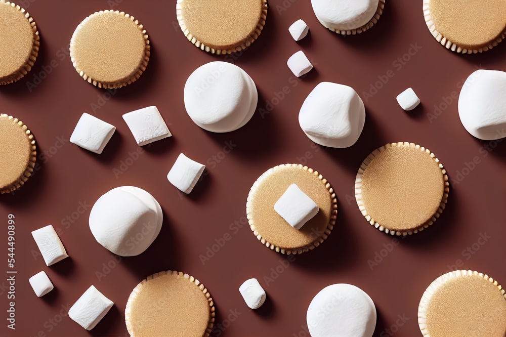 Choco pie chocolate biscuits with marshmallow isolated background. 3d