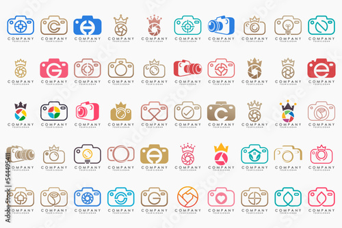 creative lens and camera logo icon set. Icons of photography, image, photo gallery and photo camera.