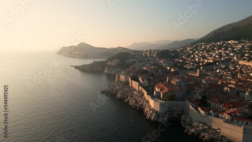 Aerial View of Dubrovnik Old Town at Sunset , UNESCO Site, Croatia. part13 photo