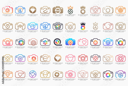 creative lens and camera logo icon set. Icons of photography, image, photo gallery and photo camera.