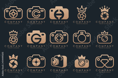 creative lens and camera logo icon set. Icons of photography, image, photo gallery and photo camera.