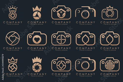 creative lens and camera logo icon set. Icons of photography, image, photo gallery and photo camera.
