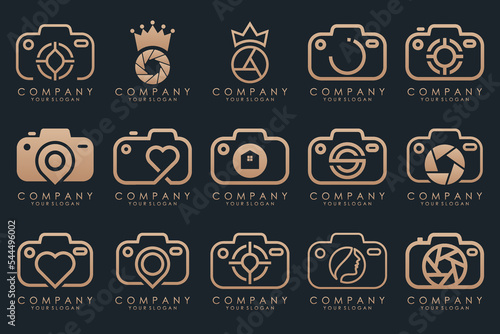 creative lens and camera logo icon set. Icons of photography, image, photo gallery and photo camera.