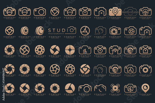 creative lens and camera logo icon set. Icons of photography, image, photo gallery and photo camera.
