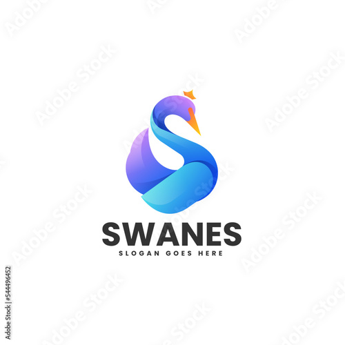 Vector Logo Illustration Swanes Gradient Colorful Style. photo