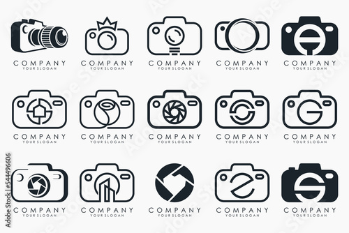 Photo and camera logo icon set. Icons of photography, image, photo gallery and photo camera.