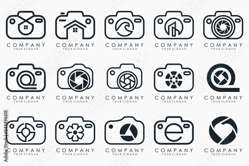 Photo and camera logo icon set. Icons of photography, image, photo gallery and photo camera.