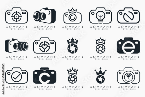 Photo and camera logo icon set. Icons of photography, image, photo gallery and photo camera.