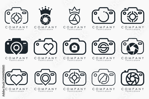 Photo and camera logo icon set. Icons of photography, image, photo gallery and photo camera.