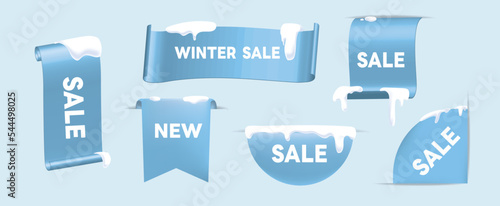 Winter and snow design for Tags set, Ribbon elements,  Vector Banner, badges and labels isolated. can be use for ad, cover , sale template design