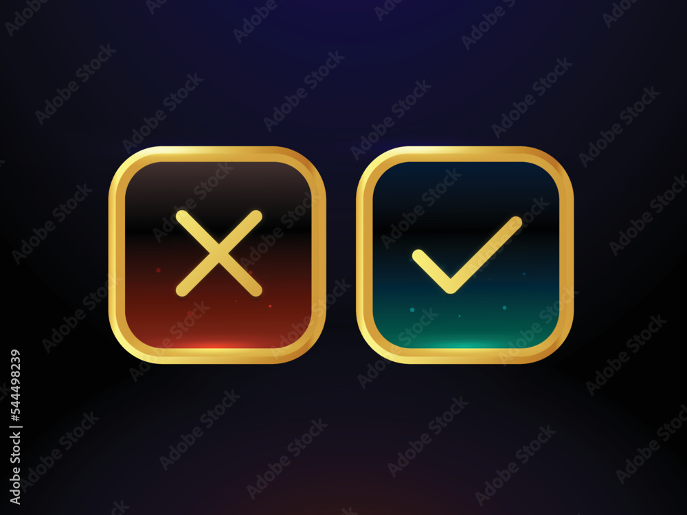 Checkmark green tick and red cross of approved Checkmark green tick and red cross of approved