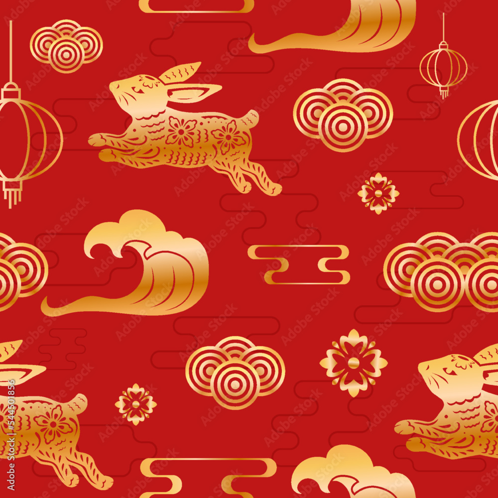 Chinese New Year Deep Red Seamless Pattern