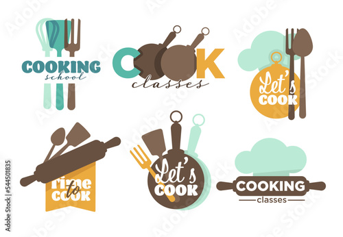 Kitchenware and cutlery cooking school or classes isolated icons vector
