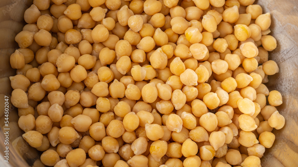 top view of a bunch of chickpeas in a metal bowl top view of a bunch of chickpeas in a metal bowl