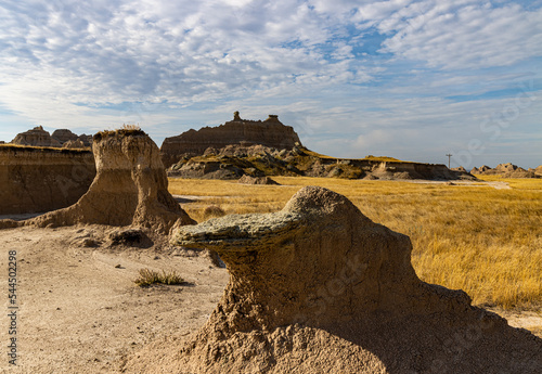 Eroded Rock Formations on The Castle Trail, Badlands National Park, South Dakota, USA