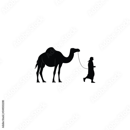 A person pulling camel icon vector graphics