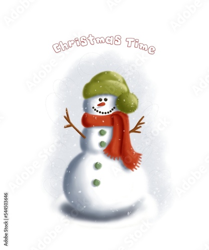 snowman with christmas tree