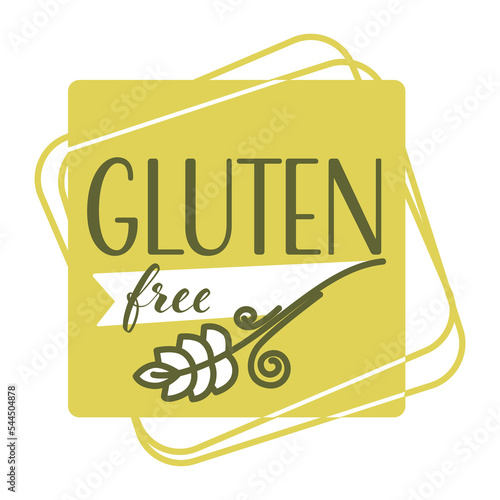 Vector illustration of gluten free words and cereal isolated on white.