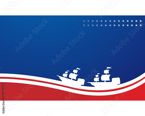 Maritime Background with Blue and Red Ship Design