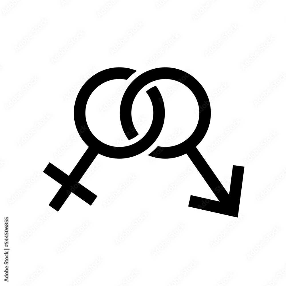 Heterosexual gender symbol icon vector, male and female flat sign Heterosexual gender symbol icon vector, male and female flat sign