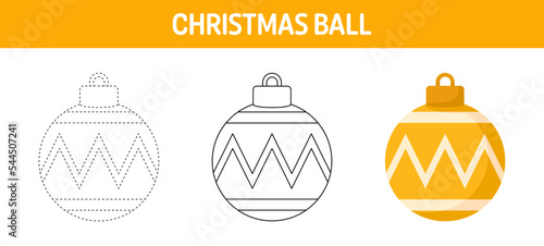 Christmas Ball tracing and coloring worksheet for kids