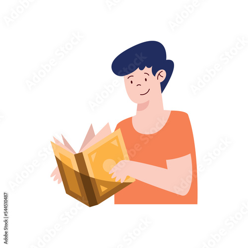 young male student reading book