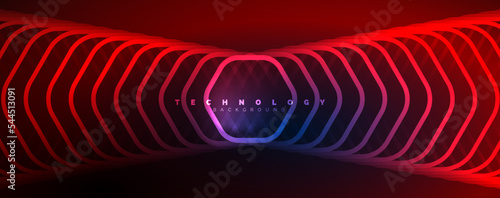 Neon shiny hexagons abstract background  technology energy space light concept  abstract background wallpaper desig