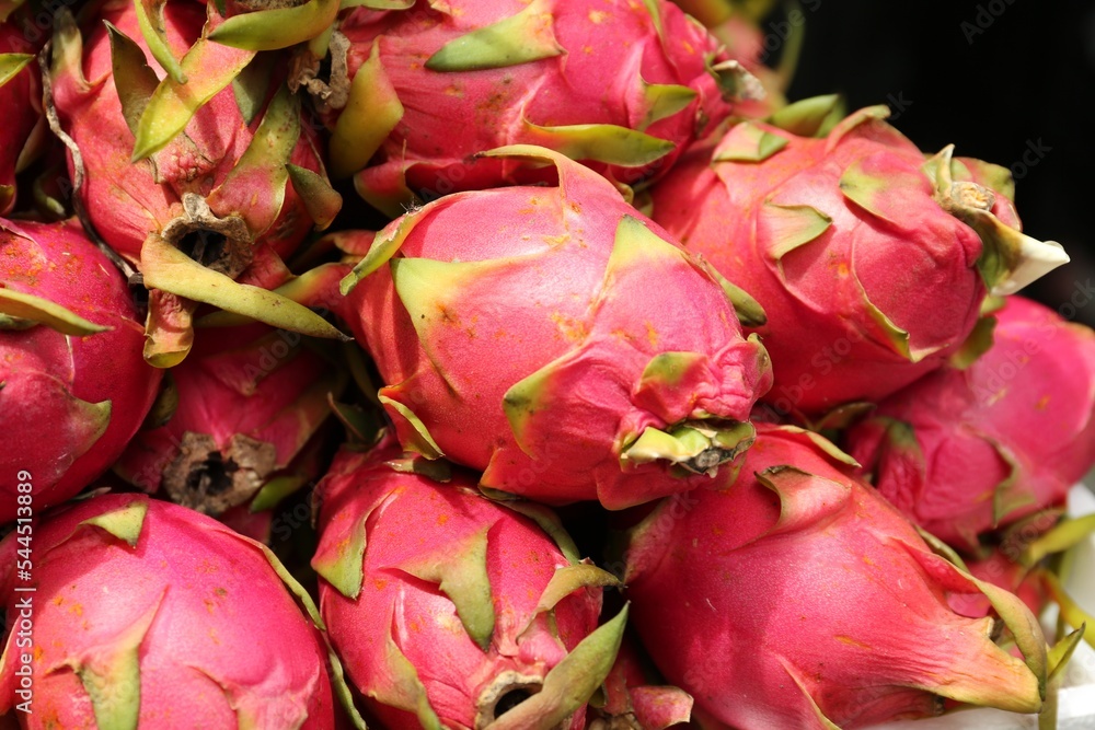 Pile of delicious fresh ripe pitahayas, closeup Pile of delicious fresh ripe pitahayas, closeup