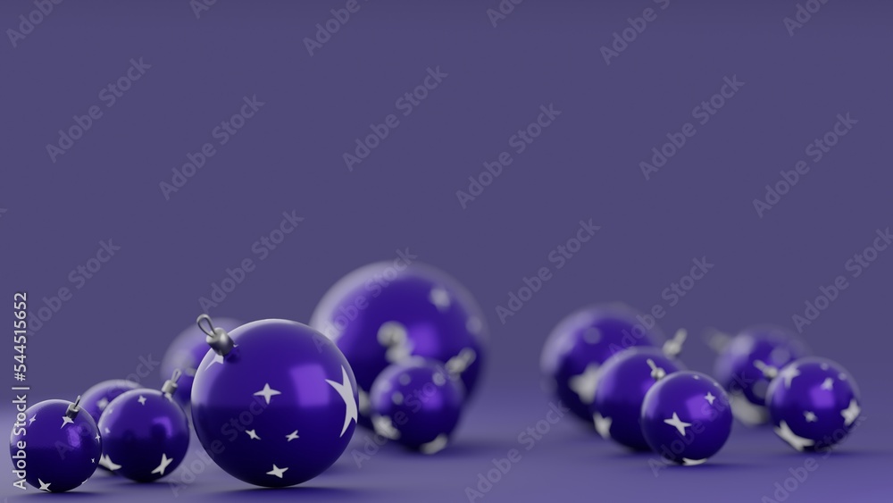 Christmas background. Christmas decorations on blue background with copy space. Christmas backdrop for cover or invitation. 3d illustration Christmas background. Christmas decorations on blue background with copy space. Christmas backdrop for cover or invitation. 3d illustration