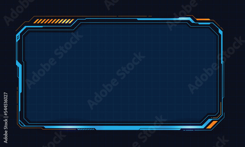 Abstract futuristic background of glowing technology sci fi frame hud ui