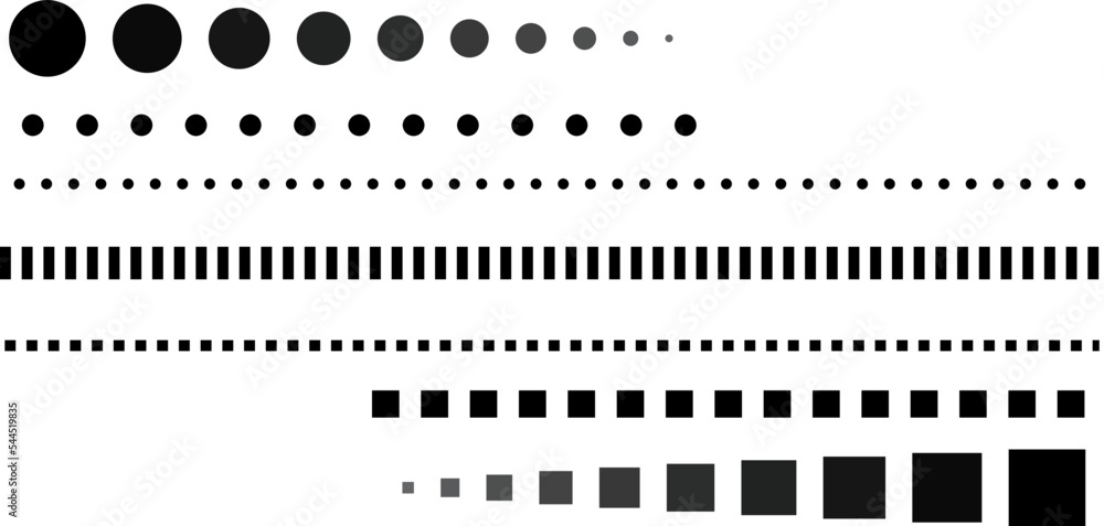 シンプルな飾り枠線・ラインのイラストセット（点線、破線）