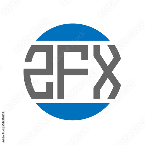 ZFX letter logo design on white background. ZFX creative initials circle logo concept. ZFX letter design. photo