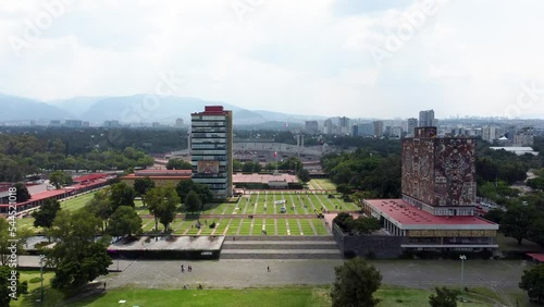 Busy sunny day in central university city campus. UNAM Mexico City photo