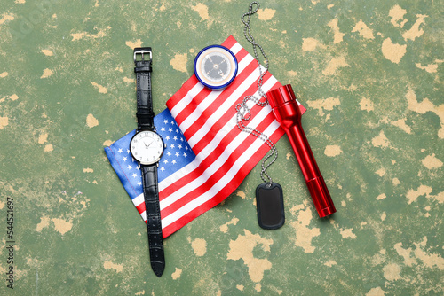 National flag of USA, milit...