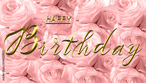 happy birthday card with flowers white roses
