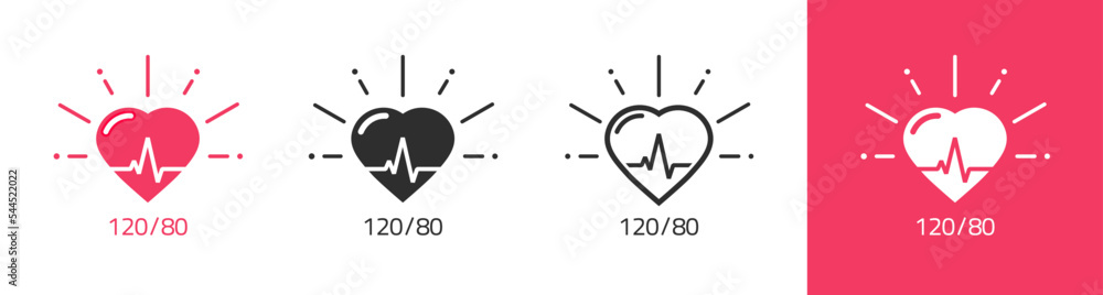 Heart beat icon line art vector or medical heartbeat rhythm and blood ...