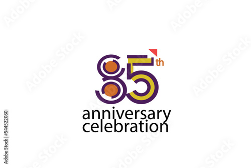 Free Download 85 year anniversary celebration abstract style logotype. anniversary with purple, yellow, orange color isolated on white background, vector design for celebration, invitation, greeting card - Vector - GFXLoad