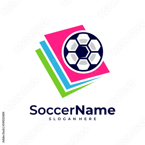 Book Soccer logo template, Football logo design vector