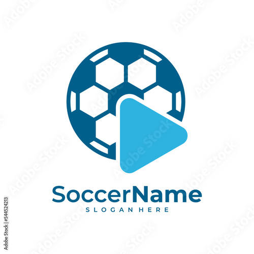 Play Soccer logo template, Football logo design vector