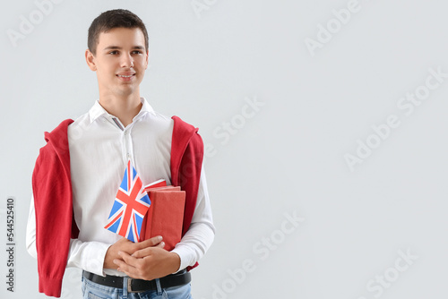 Teenage boy with UK flag an...
