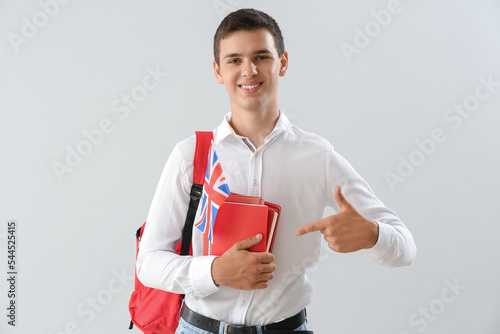 Teenage boy with UK flag an...