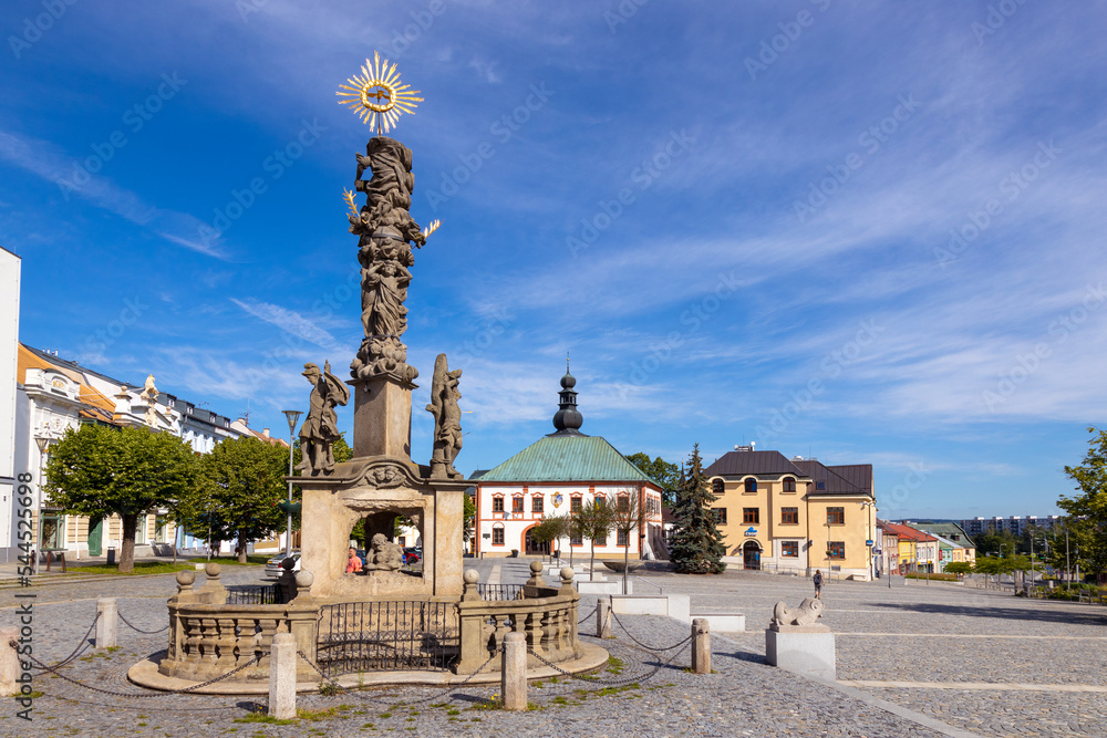 Town hall and Morgue column, Zdar nad Sazavou, Vysocina district, Czech republic