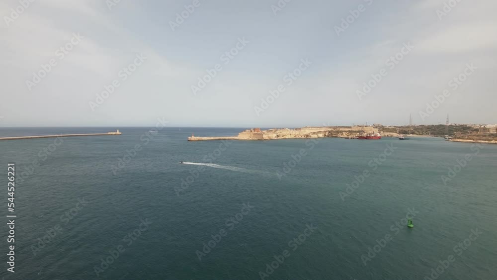 Access to Grand Harbour via Elmo's Breakwater in Valletta, Malta. Timelapse Footage Access to Grand Harbour via Elmo's Breakwater in Valletta, Malta. Timelapse Footage