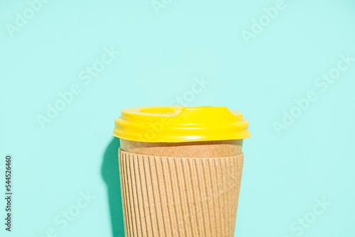 Takeaway cup on color backg...