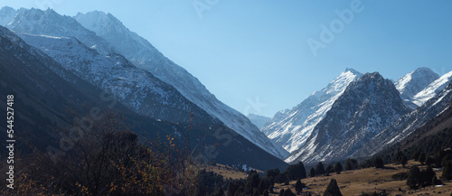 Alamedin river gorge autumn mountain landscape photo